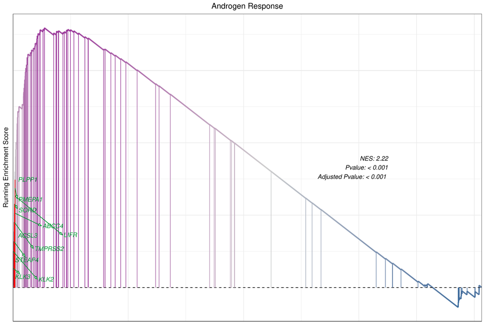 GSEA running-score plot for androgen response